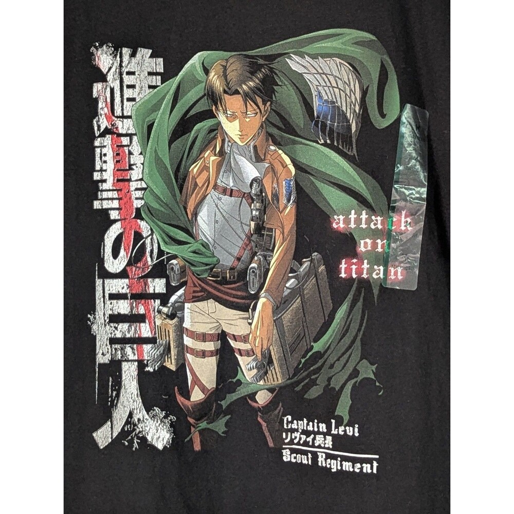 NWT Attack On Titan Season 3 Anime T Shirt Mens Medium Black Captain Levi Cotton